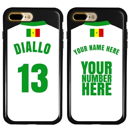 Personalized Senegal Soccer Jersey Case for iPhone 7 Plus / 8 Plus – Hybrid – (Black Case, Black Silicone)
