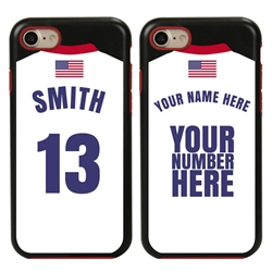 
Personalized USA Soccer Jersey Case for iPhone 7/8/SE – Hybrid – (Black Case, Red Silicone)