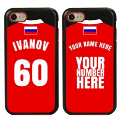 
Personalized Russia Soccer Jersey Case for iPhone 7/8/SE – Hybrid – (Black Case, Red Silicone)