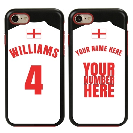 Personalized England Soccer Jersey Case for iPhone 7/8/SE – Hybrid – (Black Case, Red Silicone)
