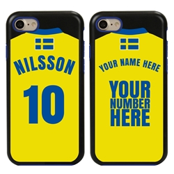 
Personalized Sweden Soccer Jersey Case for iPhone 7/8/SE – Hybrid – (Black Case, Blue Silicone)