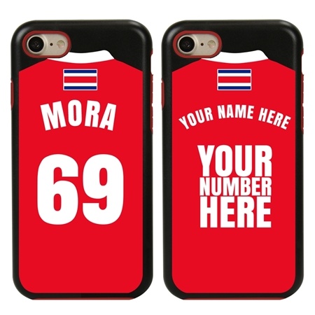 Personalized Costa Rica Soccer Jersey Case for iPhone 7/8/SE – Hybrid – (Black Case, Red Silicone)
