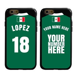 
Personalized Mexico Soccer Jersey Case for iPhone 6 / 6s – Hybrid – (Black Case, Black Silicone)