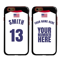 
Personalized USA Soccer Jersey Case for iPhone 6 / 6s – Hybrid – (Black Case, Red Silicone)