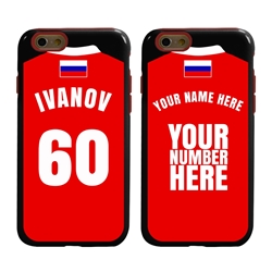 
Personalized Russia Soccer Jersey Case for iPhone 6 / 6s – Hybrid – (Black Case, Red Silicone)