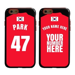 
Personalized South Korea Soccer Jersey Case for iPhone 6 / 6s – Hybrid – (Black Case, Red Silicone)
