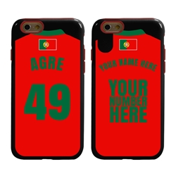 
Personalized Portugal Soccer Jersey Case for iPhone 6 / 6s – Hybrid – (Black Case, Red Silicone)