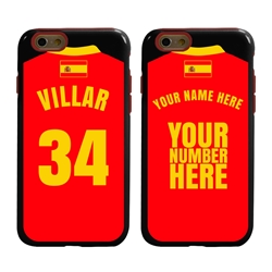 
Personalized Spain Soccer Jersey Case for iPhone 6 / 6s – Hybrid – (Black Case, Red Silicone)