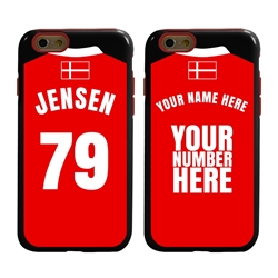
Personalized Denmark Soccer Jersey Case for iPhone 6 / 6s – Hybrid – (Black Case, Red Silicone)