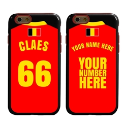 
Personalized Belgium Soccer Jersey Case for iPhone 6 / 6s – Hybrid – (Black Case, Red Silicone)