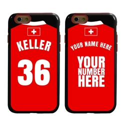 
Personalized Switzerland Soccer Jersey Case for iPhone 6 / 6s – Hybrid – (Black Case, Red Silicone)