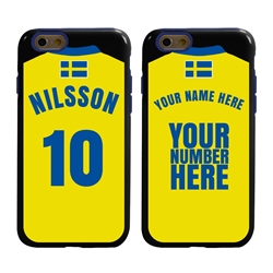 
Personalized Sweden Soccer Jersey Case for iPhone 6 / 6s – Hybrid – (Black Case, Blue Silicone)