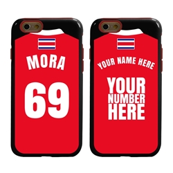 
Personalized Costa Rica Soccer Jersey Case for iPhone 6 / 6s – Hybrid – (Black Case, Red Silicone)