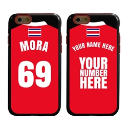 
Personalized Costa Rica Soccer Jersey Case for iPhone 6 / 6s – Hybrid – (Black Case, Red Silicone)