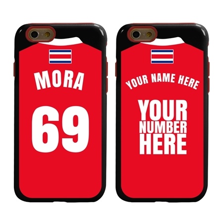 Personalized Costa Rica Soccer Jersey Case for iPhone 6 / 6s – Hybrid – (Black Case, Red Silicone)
