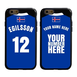 
Personalized Iceland Soccer Jersey Case for iPhone 6 / 6s – Hybrid – (Black Case, Dark Blue Silicone)