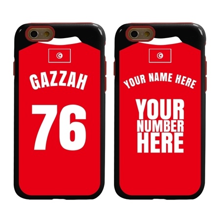 Personalized Tunisia Soccer Jersey Case for iPhone 6 / 6s – Hybrid – (Black Case, Red Silicone)
