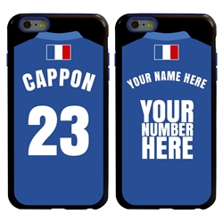 
Personalized France Soccer Jersey Case for iPhone 6 Plus / 6s Plus – Hybrid – (Black Case, Blue Silicone)