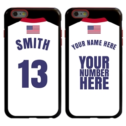 
Personalized USA Soccer Jersey Case for iPhone 6 Plus / 6s Plus – Hybrid – (Black Case, Red Silicone)