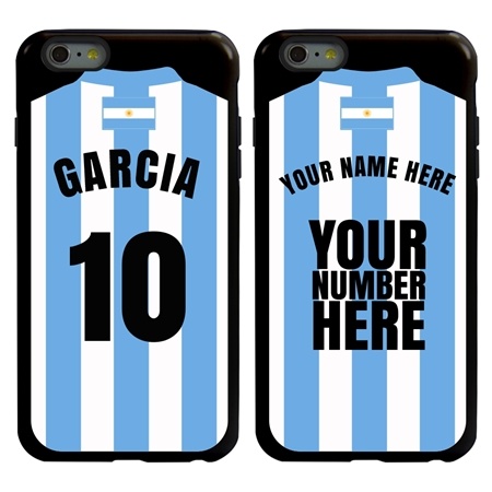 Personalized Argentina Soccer Jersey Case for iPhone 6 Plus / 6s Plus – Hybrid – (Black Case, Black Silicone)
