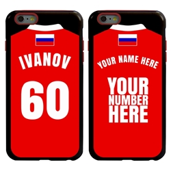 
Personalized Russia Soccer Jersey Case for iPhone 6 Plus / 6s Plus – Hybrid – (Black Case, Red Silicone)