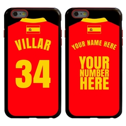 
Personalized Spain Soccer Jersey Case for iPhone 6 Plus / 6s Plus – Hybrid – (Black Case, Red Silicone)