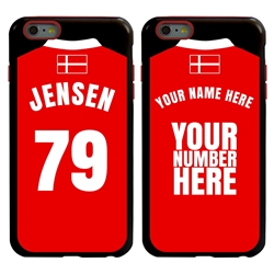 
Personalized Denmark Soccer Jersey Case for iPhone 6 Plus / 6s Plus – Hybrid – (Black Case, Red Silicone)