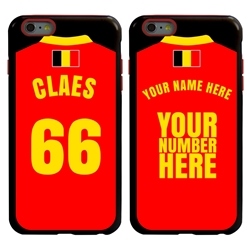 
Personalized Belgium Soccer Jersey Case for iPhone 6 Plus / 6s Plus – Hybrid – (Black Case, Red Silicone)