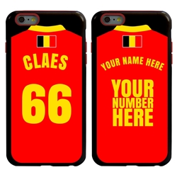 
Personalized Belgium Soccer Jersey Case for iPhone 6 Plus / 6s Plus – Hybrid – (Black Case, Red Silicone)