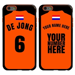 
Personalized Netherlands Soccer Jersey Case for iPhone 6 Plus / 6s Plus – Hybrid – (Black Case, Orange Silicone)