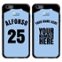 Personalized Uruguay Soccer Jersey Case for iPhone 6 Plus / 6s Plus – Hybrid – (Black Case, Dark Blue Silicone)
