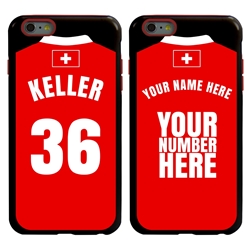 
Personalized Switzerland Soccer Jersey Case for iPhone 6 Plus / 6s Plus – Hybrid – (Black Case, Red Silicone)