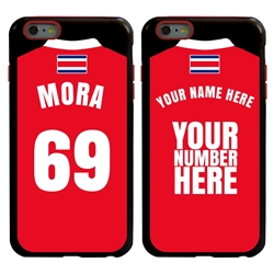 
Personalized Costa Rica Soccer Jersey Case for iPhone 6 Plus / 6s Plus – Hybrid – (Black Case, Red Silicone)