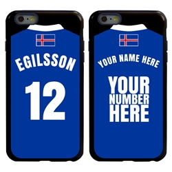 
Personalized Iceland Soccer Jersey Case for iPhone 6 Plus / 6s Plus – Hybrid – (Black Case, Dark Blue Silicone)