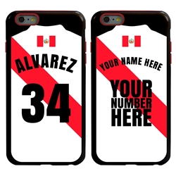 
Personalized Peru Soccer Jersey Case for iPhone 6 Plus / 6s Plus – Hybrid – (Black Case, Red Silicone)