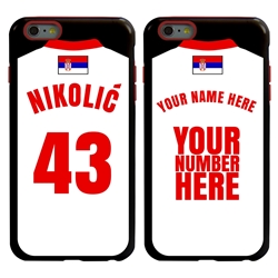 
Personalized Serbia Soccer Jersey Case for iPhone 6 Plus / 6s Plus – Hybrid – (Black Case, Red Silicone)