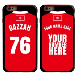 
Personalized Tunisia Soccer Jersey Case for iPhone 6 Plus / 6s Plus – Hybrid – (Black Case, Red Silicone)