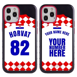 
Personalized Croatia Soccer Jersey Case for iPhone 12 / 12 Pro – Hybrid – (Black Case, Red Silicone)