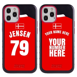 
Personalized Denmark Soccer Jersey Case for iPhone 12 / 12 Pro – Hybrid – (Black Case, Red Silicone)