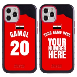 
Personalized Egypt Soccer Jersey Case for iPhone 12 / 12 Pro – Hybrid – (Black Case, Red Silicone)