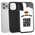 Personalized Germany Soccer Jersey Case for iPhone 12 / 12 Pro – Hybrid – (Black Case, Dark Blue Silicone)
