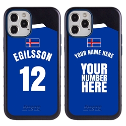 
Personalized Iceland Soccer Jersey Case for iPhone 12 / 12 Pro – Hybrid – (Black Case, Red Silicone)