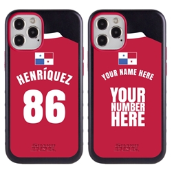 
Personalized Panama Soccer Jersey Case for iPhone 12 / 12 Pro – Hybrid – (Black Case, Red Silicone)