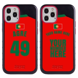 
Personalized Portugal Soccer Jersey Case for iPhone 12 / 12 Pro – Hybrid – (Black Case, Red Silicone)
