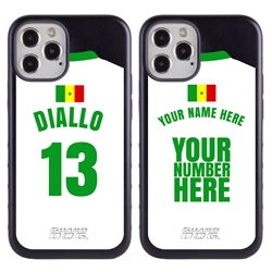 
Personalized Senegal Soccer Jersey Case for iPhone 12 / 12 Pro – Hybrid – (Black Case, Red Silicone)
