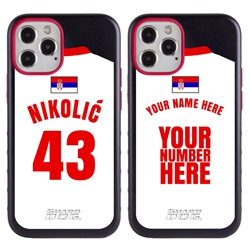 
Personalized Serbia Soccer Jersey Case for iPhone 12 / 12 Pro – Hybrid – (Black Case, Red Silicone)