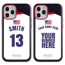 
Personalized USA Soccer Jersey Case for iPhone 12 / 12 Pro – Hybrid – (Black Case, Black Silicone)