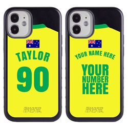 
Personalized Australia Soccer Jersey Case for iPhone 12 Mini – Hybrid – (Black Case, Red Silicone)