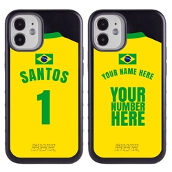 
Personalized Brazil Soccer Jersey Case for iPhone 12 Mini – Hybrid – (Black Case, Red Silicone)