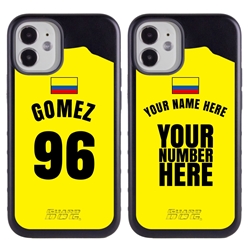 
Personalized Colombia Soccer Jersey Case for iPhone 12 Mini – Hybrid – (Black Case, Red Silicone)